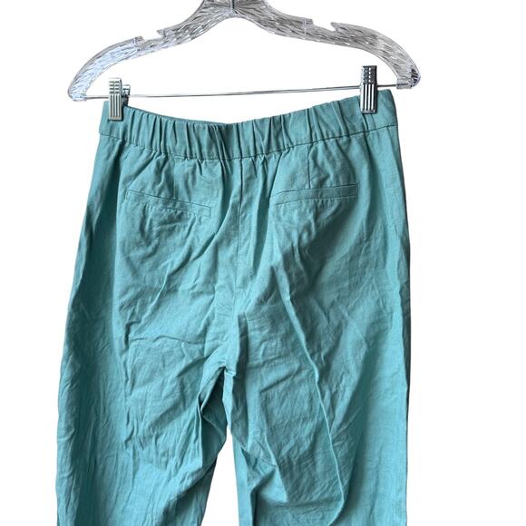j. crew factor Linen-cotton blend elastic-back sailor pants green bo902 size 2 - Picture 6 of 9